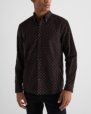 Diamond Geo Print Stretch Corduroy Shirt