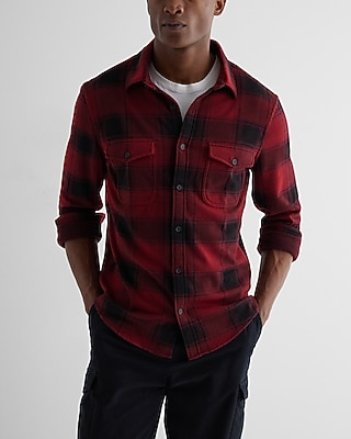 Plaid Double Pocket Sweater Flannel Shirt