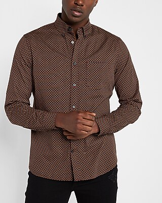 Geo Print Stretch Cotton Shirt