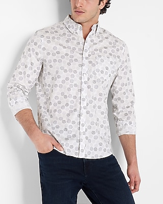 Dot Print Stretch Cotton Shirt