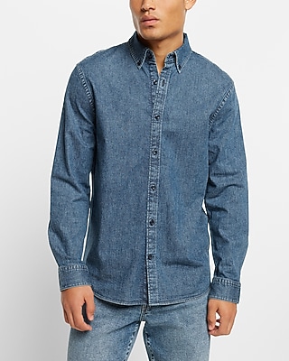 Medium Wash Stretch Denim Shirt