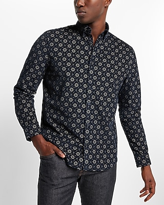 Geo Print Stretch Corduroy Shirt