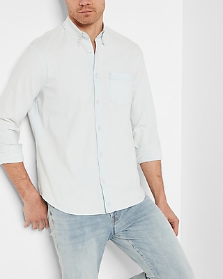 Bleach Light Wash Hyper Stretch Denim Shirt