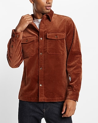 Solid Corduroy Shirt Jacket