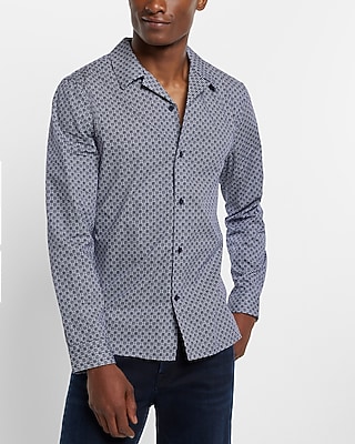 Mini Geo Print Stretch Cotton Shirt