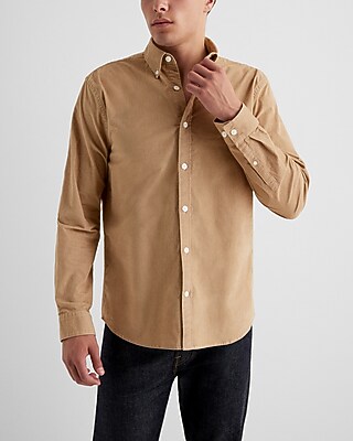 Herringbone Stretch Corduroy Shirt Neutral Men's XXL Tall