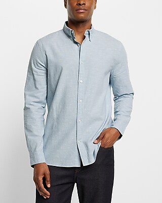 Geo Print Cotton Shirt Blue Men's