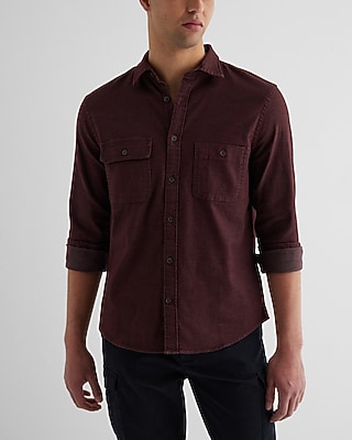 Relaxed Double Pocket Denim Shirt Red Men's XXL Tall