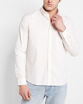 Floral Print Stretch Cotton Shirt Pink Men's XS