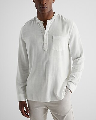 Big & Tall Stretch Linen-Blend Henley Neutral Men's XXL