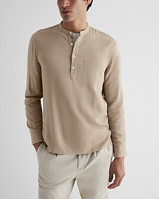 Stretch Linen-Blend Henley