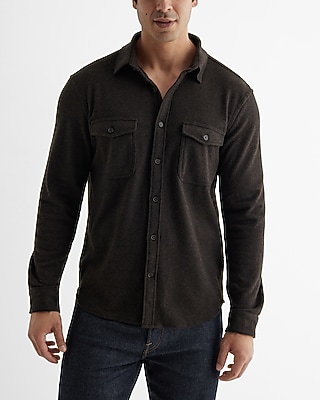 Twill Sweater Flannel Shirt Brown Men's XL