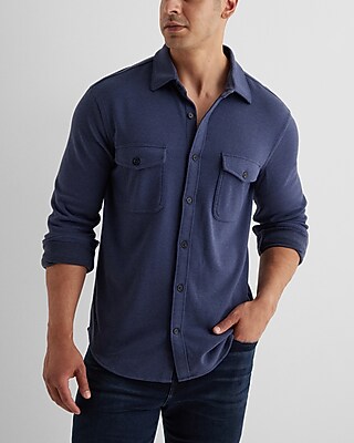 Twill Sweater Flannel Shirt Gray Men's L