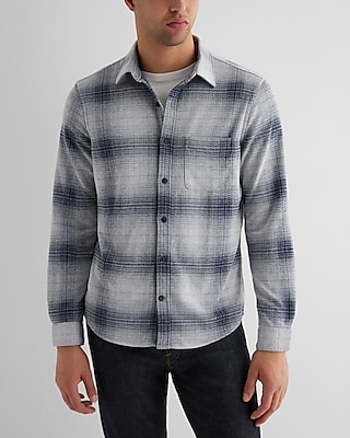 Plaid Sweater Flannel Shirt White Men's XS