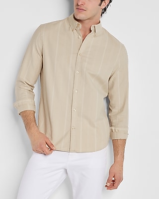 Striped Stretch Oxford Shirt Neutral Men's XL