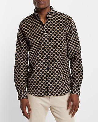 Geo Print Stretch Corduroy Shirt