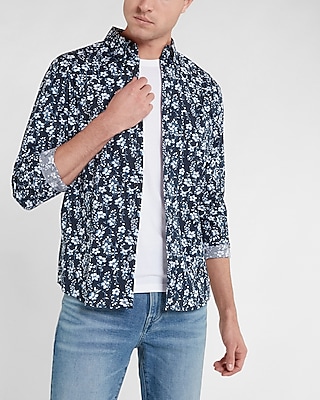 Floral Print Stretch Cotton Shirt