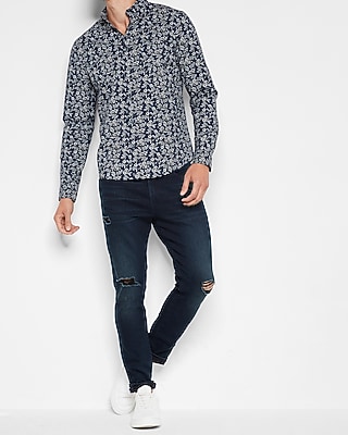Floral Print Stretch Cotton Shirt