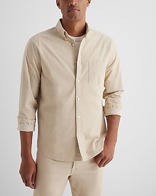 Big & Tall Solid Stretch Corduroy Shirt Neutral Men's XXL