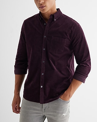Solid Stretch Corduroy Shirt Purple Men's XL