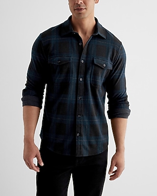 Plaid Double Pocket Sweater Flannel Shirt