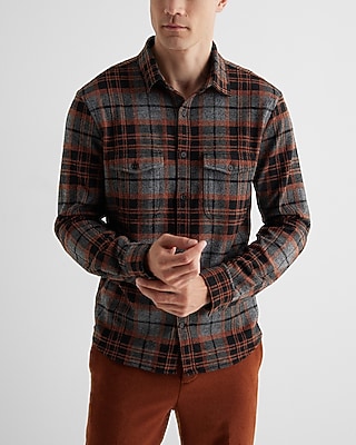 Plaid Double Pocket Sweater Flannel Shirt