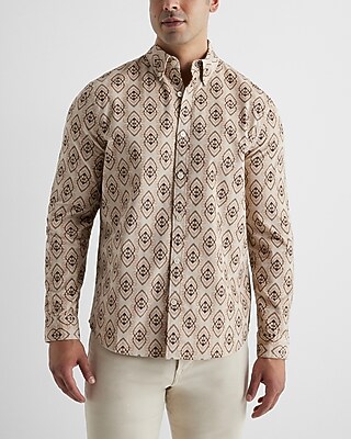 Abstract Geo Print Corduroy Shirt Neutral Men's L