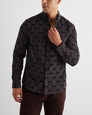 Abstract Geo Print Corduroy Shirt