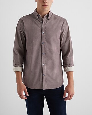 Houndstooth Print Corduroy Shirt Neutral Men's L