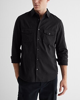 Double Pocket Stretch Linen-Blend Shirt