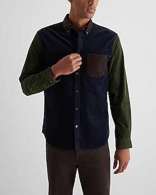 3-Way Color Block Stretch Corduroy Shirt