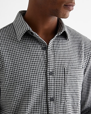 Houndstooth Sweater Flannel Shirt Black Men's XXL Tall