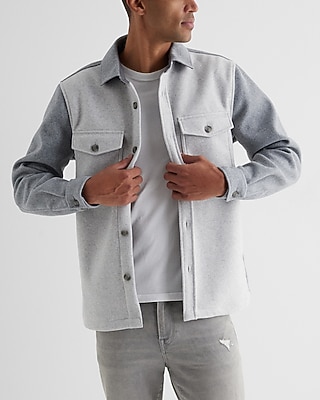 Color Block Knit Shirt Jacket