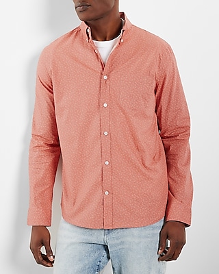 Floral Print Stretch Cotton Shirt Pink Men's S