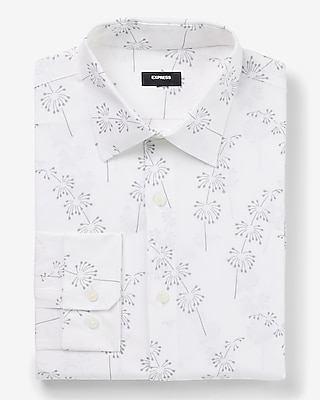 Extra Slim Stem Floral Stretch 1Mx Dress Shirt White Men's XL
