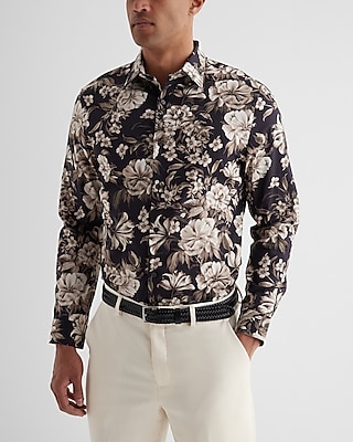 Slim Painted Floral Stretch 1Mx Dress Shirt