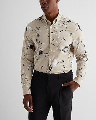 Slim Painted Floral Stretch 1Mx Dress Shirt