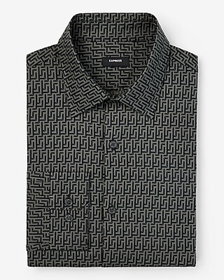 Slim Maze Geo Print Stretch 1Mx Dress Shirt