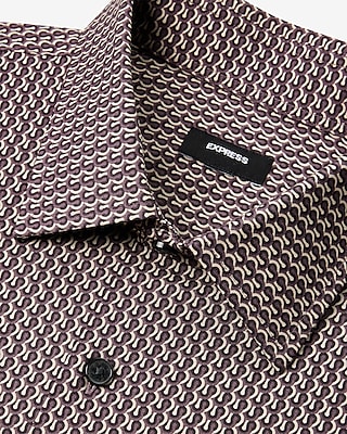 Slim Hook Geo Stretch 1Mx Dress Shirt Purple Men's XS