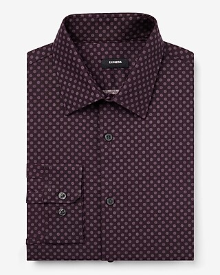 Slim Line Circle Geo Stretch 1Mx Dress Shirt Purple Men's M
