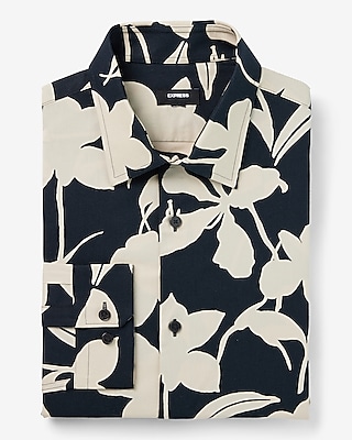 Slim Contrast Graphic Floral Stretch 1Mx Dress Shirt