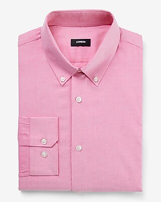 Classic Solid Stretch Pinpoint Oxford 1Mx Dress Shirt Pink Men's M Tall