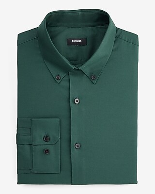 Classic Solid Stretch Pinpoint Oxford 1Mx Dress Shirt Green Men's XS