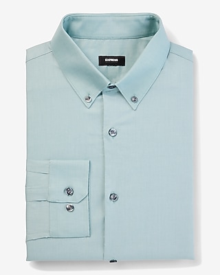 Classic Solid Stretch Pinpoint Oxford 1Mx Dress Shirt Green Men's M Tall