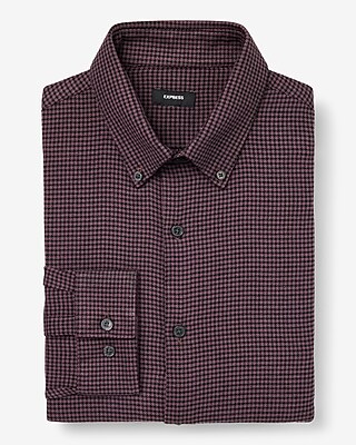 Slim Gingham Stretch Flannel 1Mx Dress Shirt Purple Men's XXL Tall