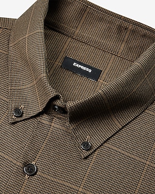 Slim Square Plaid Flannel 1Mx Dress Shirt