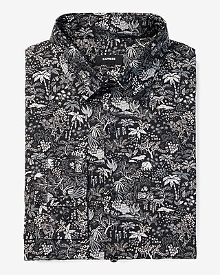 Slim Jungle Print Stretch 1Mx Dress Shirt