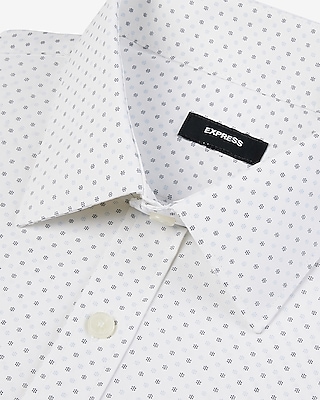 Extra Slim Mini Dot Geo Wrinkle-Resistant Performance Dress Shirt White Men's XS