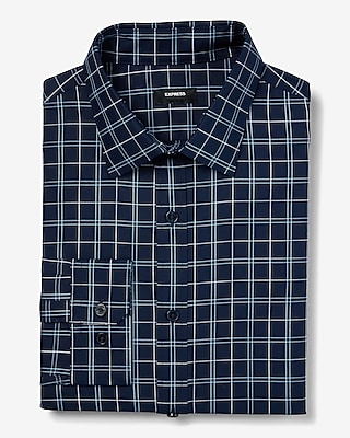 Extra Slim Plaid Wrinkle-Resistant Performance Dress Shirt Men's Tall