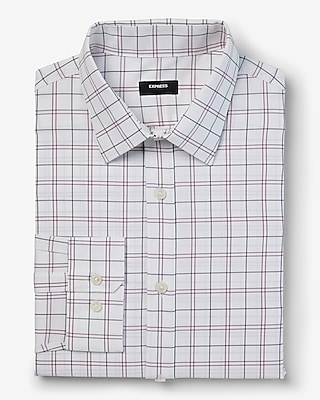 Big & Tall Extra Slim Plaid Wrinkle-Resistant Performance Dress Shirt Purple Men's XXL